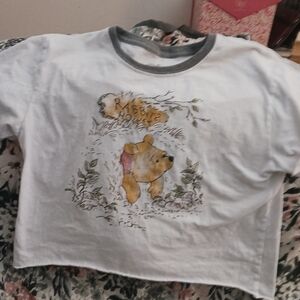 Disney White and Gray Winnie the Pooh Crop Top